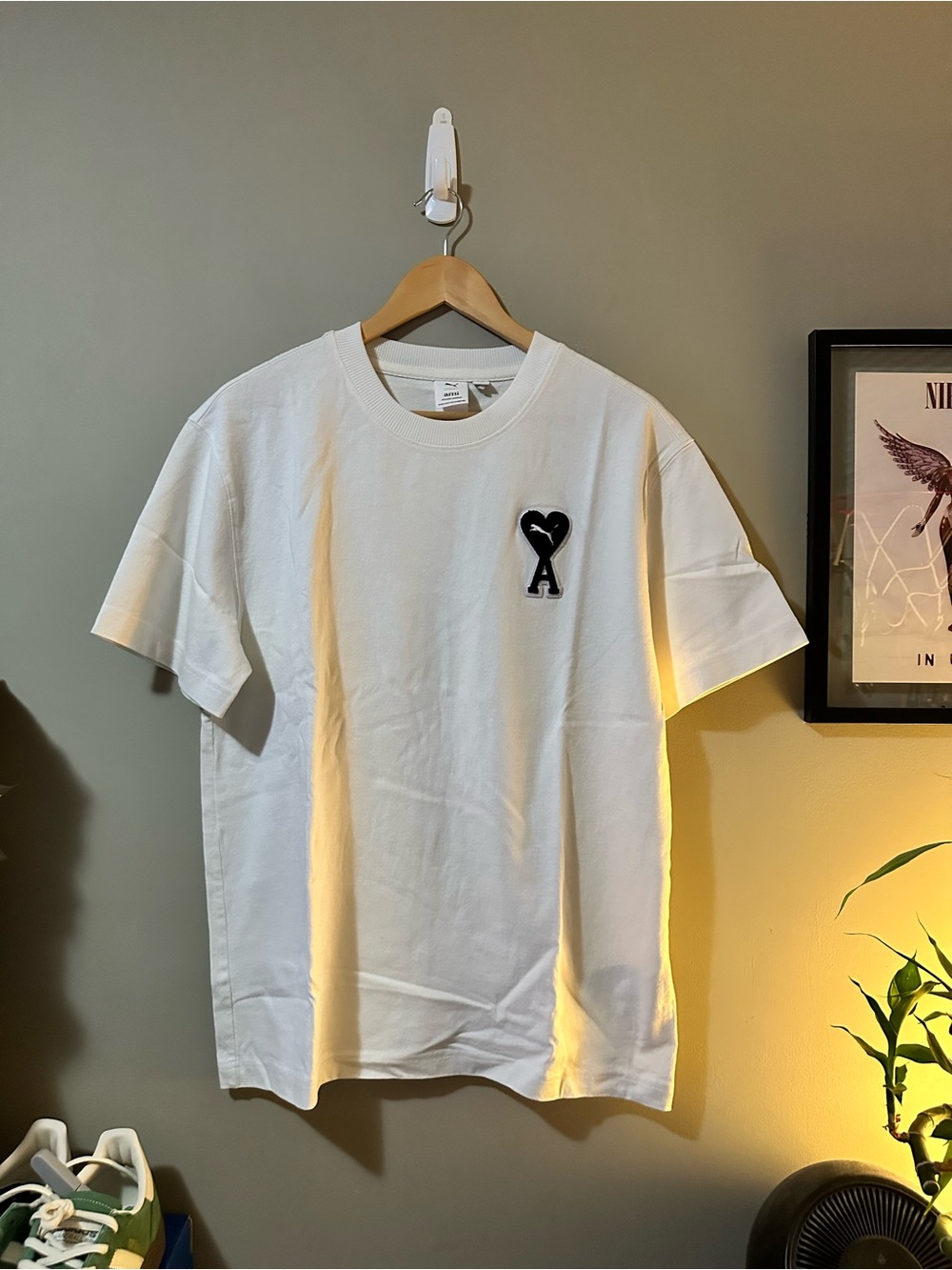 Puma White Short Sleeve Tee with Black Heart Logo